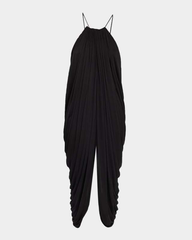 Draped Anagram Backless Midi Dress